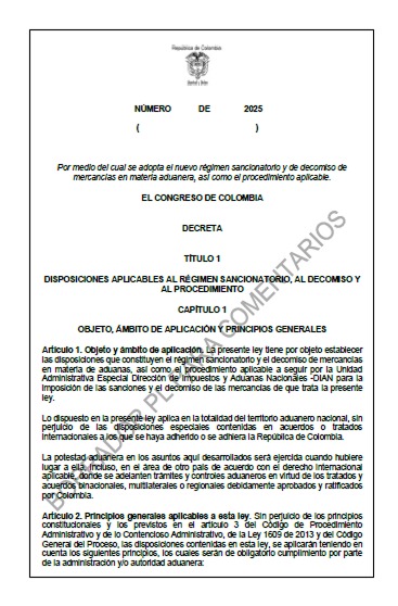 PROYECTO DE LEY – RÉGIMEN SANCIONATORIO: